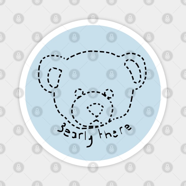 Dotted Line Bearly There Bear Puns Magnet by ellenhenryart